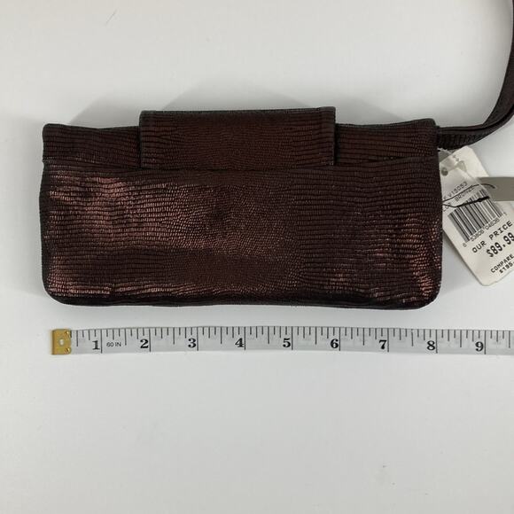 Adrienne Vittandini Bronze Metallic Fabric Evening Bag Clutch New - Picture 11 of 16